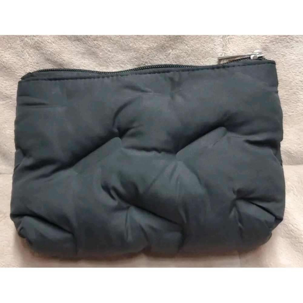 Newbeauty Black Thick Quilted Small Cosmetic‎ Bag Pink Lining 9x7" - Picture 3 of 7
